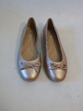 Womens Geox Respira Rose Gold Leather Ballet Flats 7
